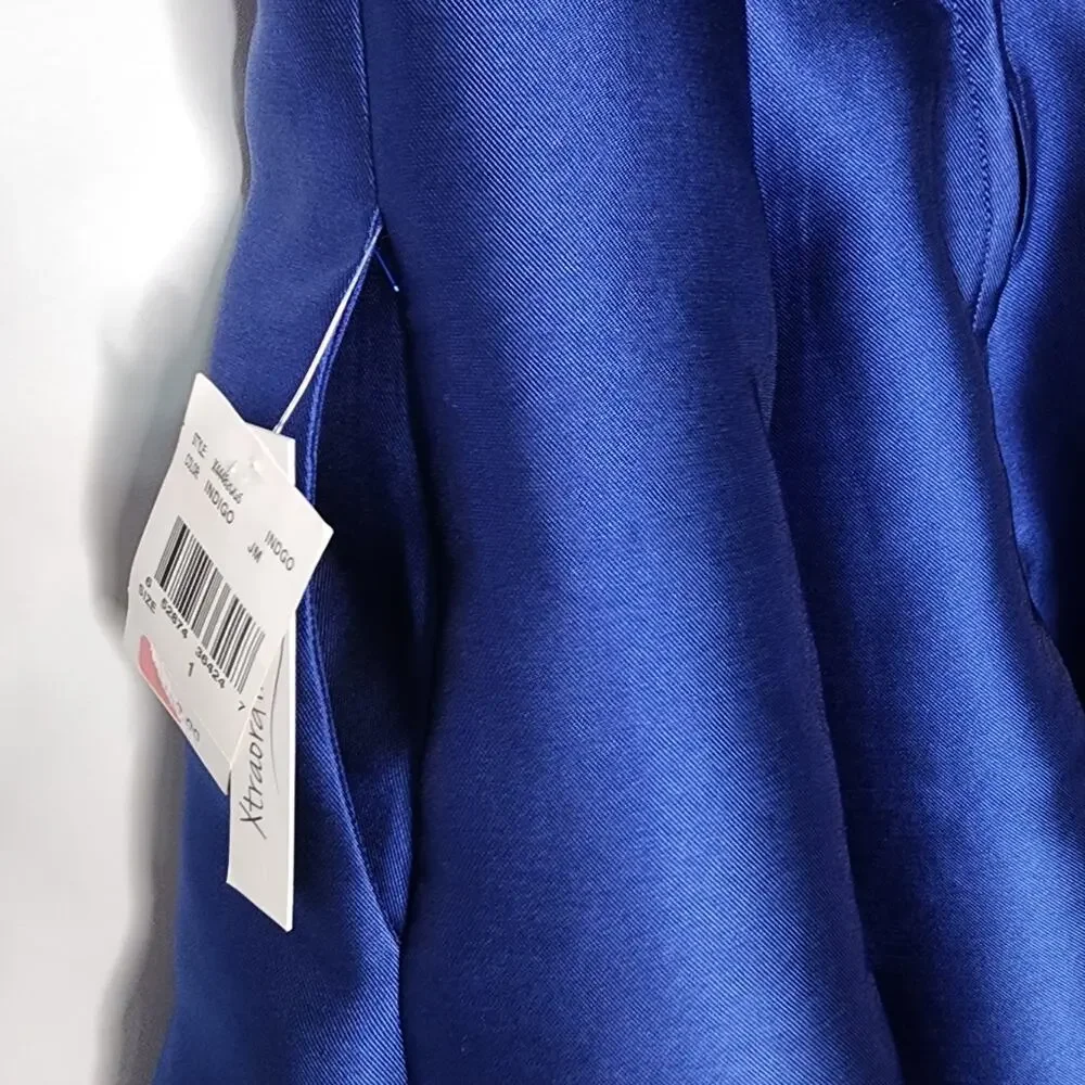 Blue Mikado Strapless Prom Dress Formal Homecoming Gown